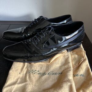 MEZLAN Broadway Mens Black Patent Leather Dress Oxfords Shoes Size 11.5 B Tuxedo